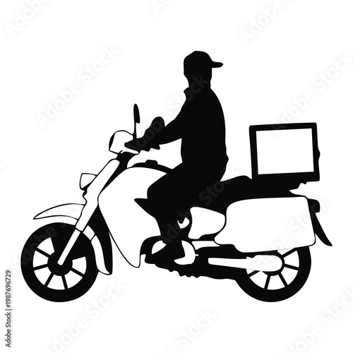 silhouette of a package courier on a motorbike