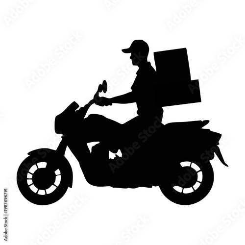 silhouette of a package courier on a motorbike