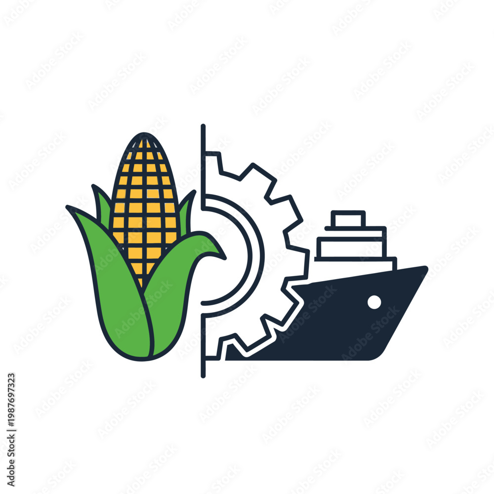 Obraz premium Agricultural Machinery and Corn Illustration