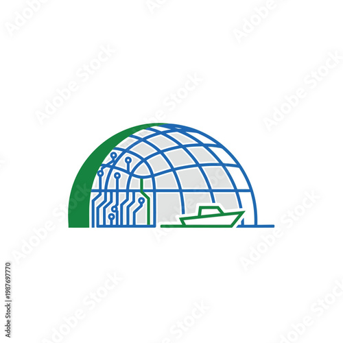 Futuristic Geodesic Dome Green Technology Concept Illustration