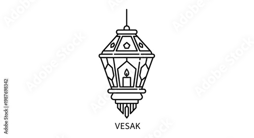Vesak Lantern with Candle, Traditional Buddhist Celebration Light Decoration
