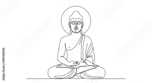 Buddha Meditation Silhouette, Enlightenment, Serenity, Zen, Spirituality, Outline Art