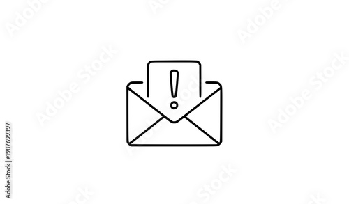 Warning alert message icon line style envelope with exclamation mark vector for web and app isolated on white