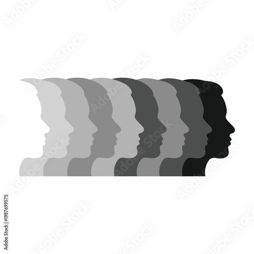 Human head silhouette in grayscale shades