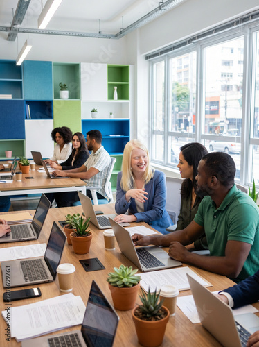 Diverse Business Team Collaborating at Office Desk