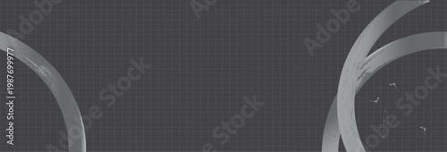 Bilde på lerret Modern dark aesthetic background featuring a subtle black grid pattern with elegant grey curved brush strokes