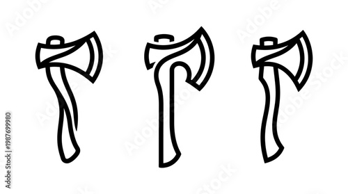 Set of Three Stylized Axe Icons