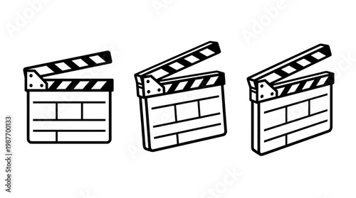 Minimalist Clapperboard Icons in Different Angles