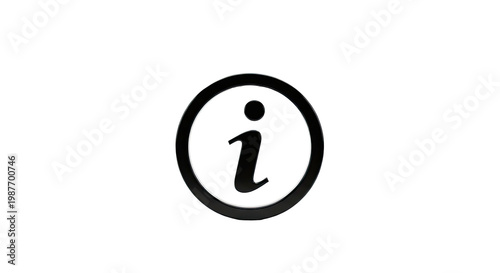 A stark black circle encloses a stylized lowercase letter i, against a white background