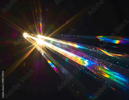 Abstract Crystal Prism Refraction with Rainbow Color Dispersion