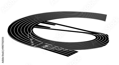 Perspective View of an Athletics Running Track Vector Illustration