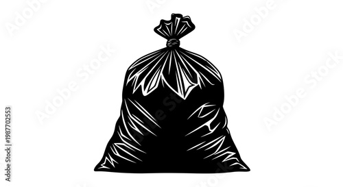 Black tied garbage bag vector illustration isolated on white