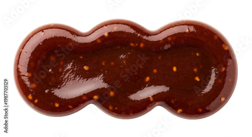 Vector illustration of a dollop of thick, glossy barbecue sauce with visible spice particles on a transparent background