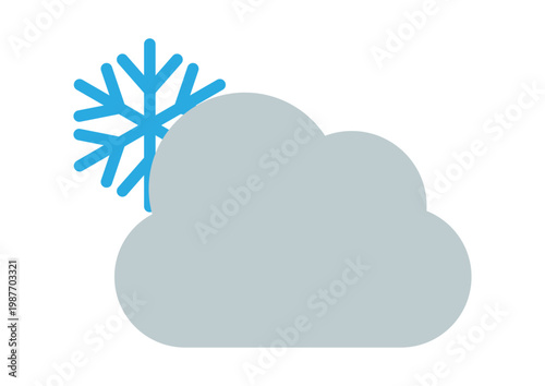 雪のちくもり　シンプルなアイコン　単体　天気　ベクターイラスト