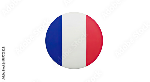 Round French flag emblem with blue, white, and red vertical stripes Free Download Round French flag emblem with blue, white, and red vertical stripes - GFXLoad
