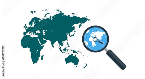 Global Search and Navigation Concept Vector with World Map