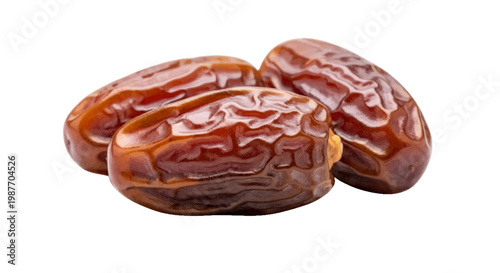 Vector illustration of three delicious sweet dried date fruits on a transparent background