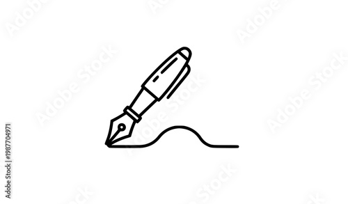 Fountain pen icons set writing nib outline vector symbols for office stationery design