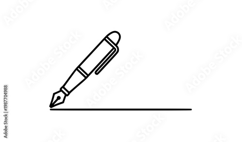 Fountain pen icon collection writing nib outline symbols modern vector line pack