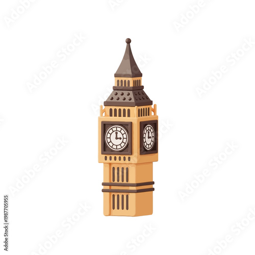 Big Ben Elizabeth Tower London Landmark Vector Illustration