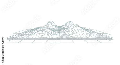 Abstract 3D Digital Terrain Wireframe Grid Illustration