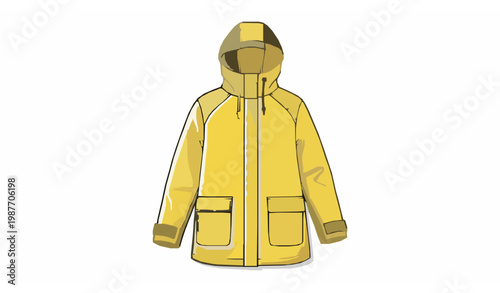 Hand-drawn yellow raincoat vector illustration