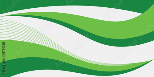 Abstract White and Green wave wide background banner