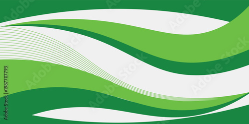 Abstract White and Green wave wide background banner