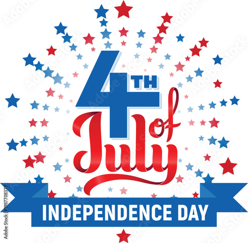 Vibrant fireworks explode over the American flag on Independence Day celebration explosion stars stripes