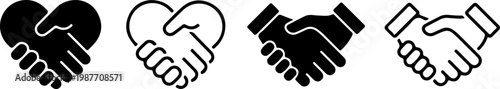 black and white handshake icon,