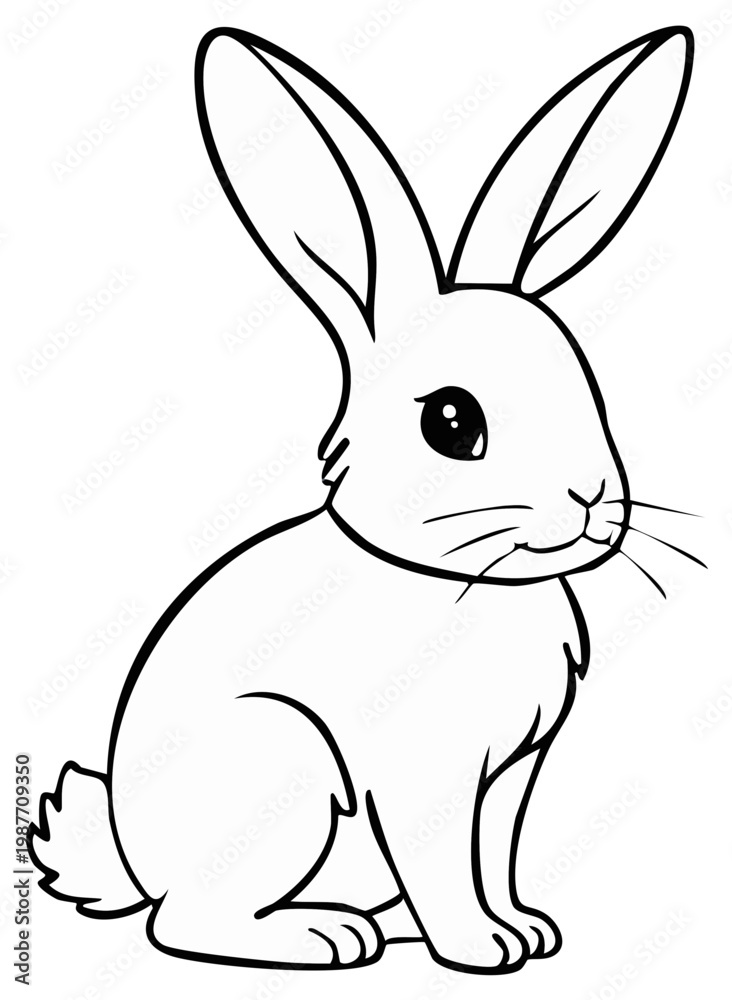 Obraz premium Sitting Rabbit Illustration Outline