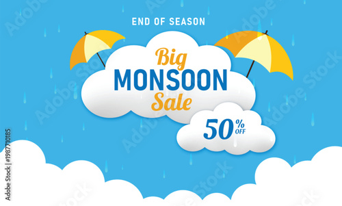 monsoon season sale horizontal banner template