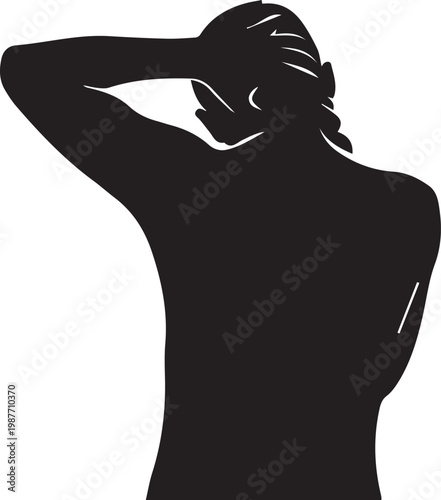 Silhouette of a woman with her hand on her head