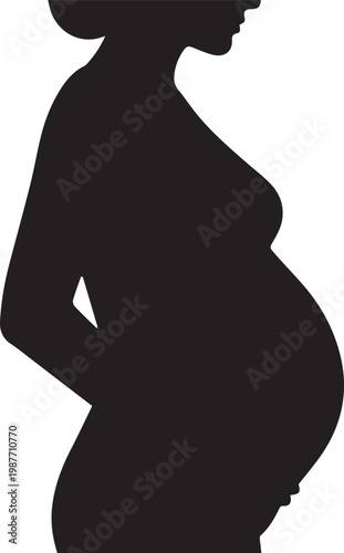 Black silhouette of a pregnant woman