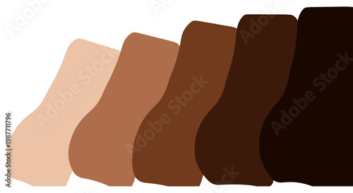 Diversity Palette of Overlapping Human Skin Tone Shapes Vector