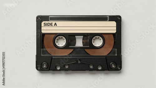 Black cassette tape with brown tape