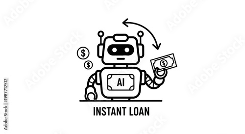 AI Instant Loan Concept Vector Illustration with Robot and Money