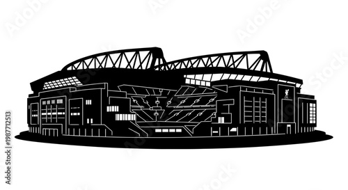 Anfield Stadium Football Arena Silhouette Vector Illustration