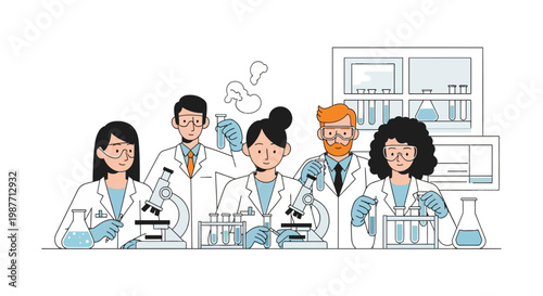 Group of Diverse Scientists Conducting Research in a Laboratory