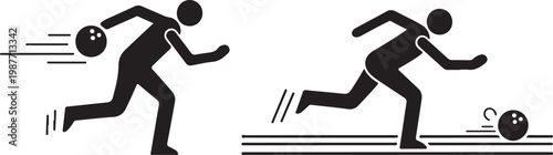 Person falling while playing bowling with motion lines Vector Icon Isolated on white background