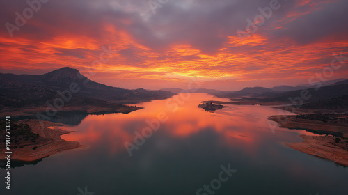 solar thermal plant in spain is dramatically juxtaposed against ominous storm clouds creating intense contrasts
