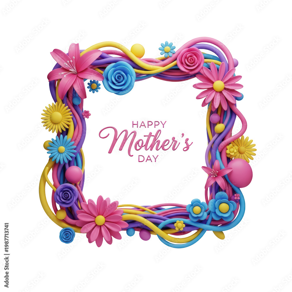 Obraz premium Happy Mothers Day Floral Frame.