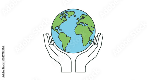 Protecting Hands Embracing a Vibrant Earth Globe Isolated White Background