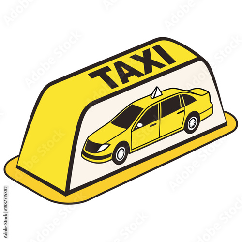 Yellow taxi topper with sleek car silhouette art.