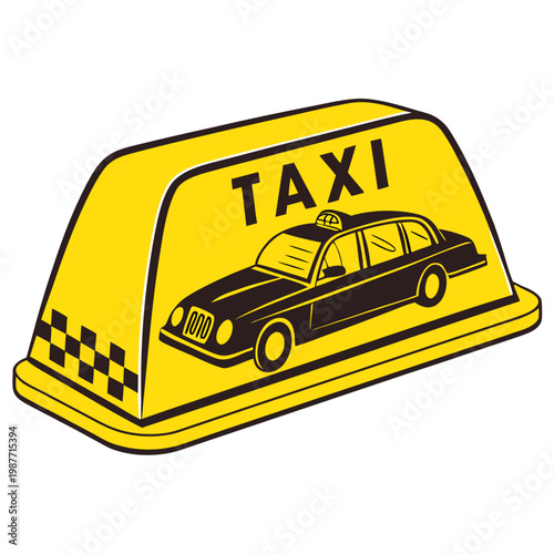 Traditional taxi cab roof topper with car detail.
