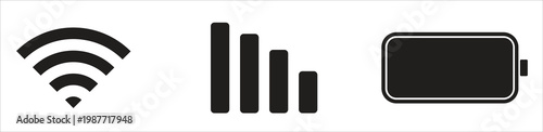 mobile phone notification bar beats wifi signal icons, vector illustration