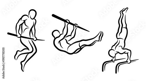 Gymnastics and Calisthenics Silhouette Workout Poses