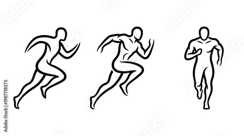 Minimalist Dynamic Running Pose Silhouettes