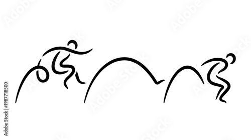 Minimalist Stick Figure Long Jump Sequence