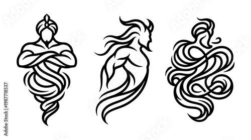 Set of Genie Character Silhouettes